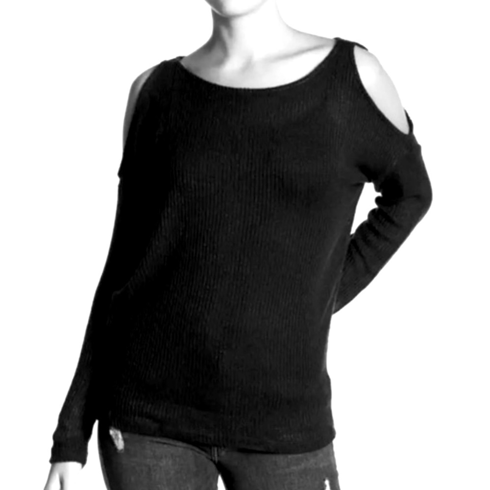Splendid Cold Shoulder Black Long Sleeve Sweater size women’s small - Nordstrom